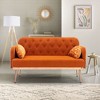 NicBex 55.12 Inch Modern Velvet Loveseat Sofa,2 Seater Sofa with Gold Metal Legs for Living Room,Apartment,Bedroom,Orange - 2 of 4