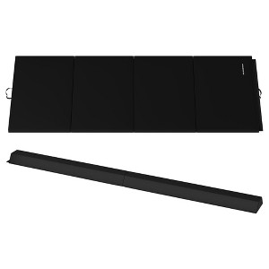 BalanceFrom Fitness 96 x 48 Inch All Purpose Exercise Mat Bundled with 8 Foot Balance Beam Foldable Gymnastic Activity Set, Black - 1 of 4