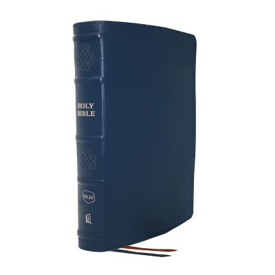 Nkjv, Single-Column Reference Bible, Genuine Leather, Blue, Comfort Print - by  Thomas Nelson (Leather Bound)
