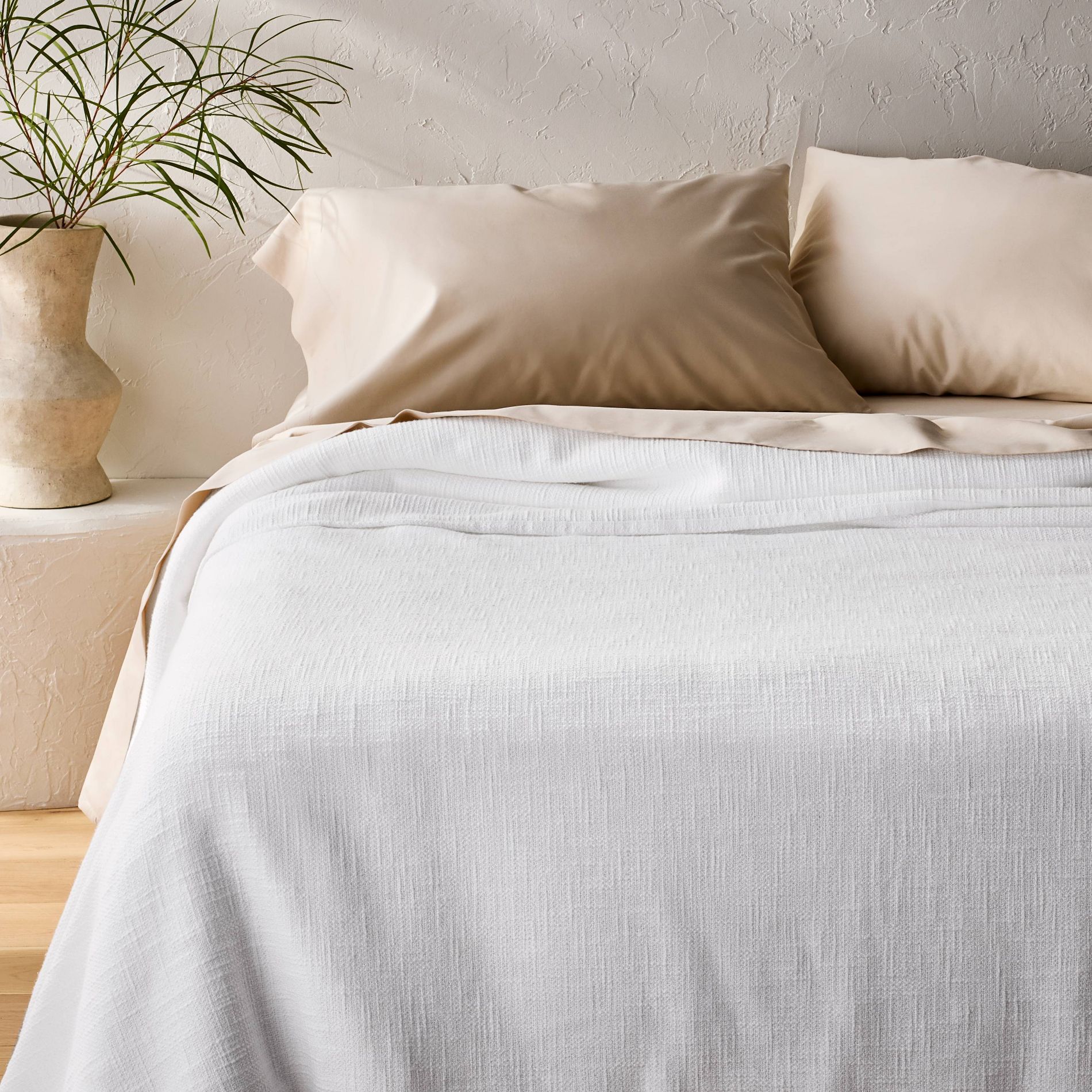 King Cotton Slub Blanket White - Casaluna™