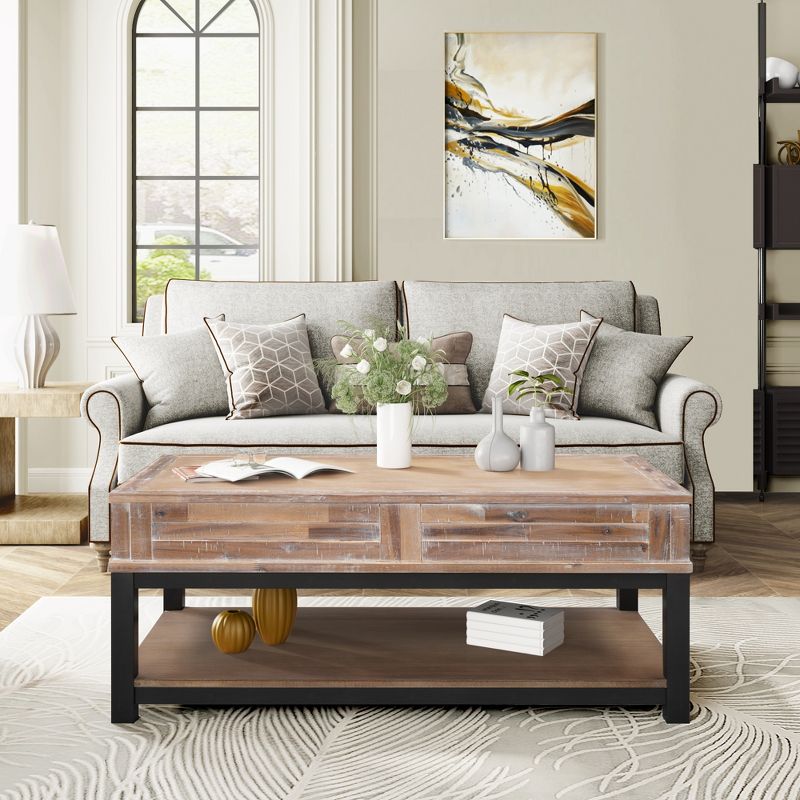 Multi-functional Coffee Table with Lifted Tabletop, Contemporary Cocktail Table with Inner Storage Space and Shelf-ModernLuxe, 1 of 11