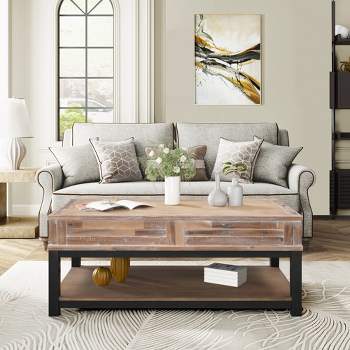 Multi-functional Coffee Table with Lifted Tabletop, Contemporary Cocktail Table with Inner Storage Space and Shelf-ModernLuxe