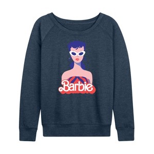 Women's - Barbie - Retro Classic Styled Barbie Lightweight French Terry Wide Neck Long Sleeve Shirt - 1 of 4