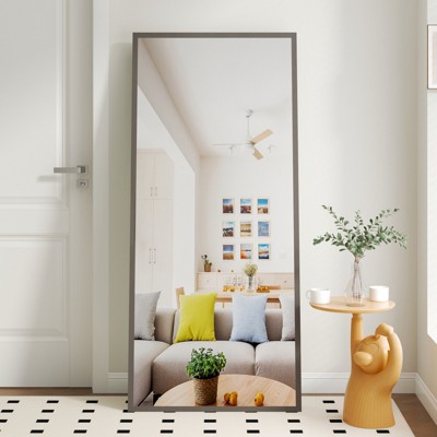 FONTOI Floor Standing Mirror with Stand, Wall Mounted Hanging Mirror, Makeup Mirror, Dressing Mirror for Cloakroom, Bedroom, Gray, 31.5"*1"*71"