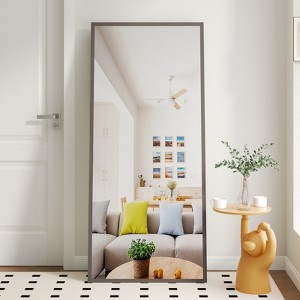 FONTOI Floor Standing Mirror with Stand, Wall Mounted Hanging Mirror, Makeup Mirror, Dressing Mirror for Cloakroom, Bedroom, Gray, 31.5"*1"*71" - 1 of 4