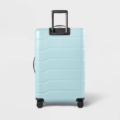 Hardside Large Checked Suitcase Muddy Aqua - Open Story
