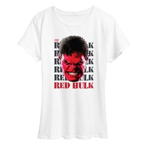 Women's - Marvel - Big Red Hulk Face Short Sleeve Graphic T-Shirt - 1 of 4