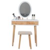 31.5" Natural Wood Makeup Vanity Desk Set - 2 of 4