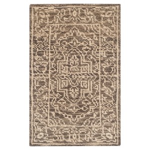 Brown/Beige Solid Knotted Accent Rug - (2