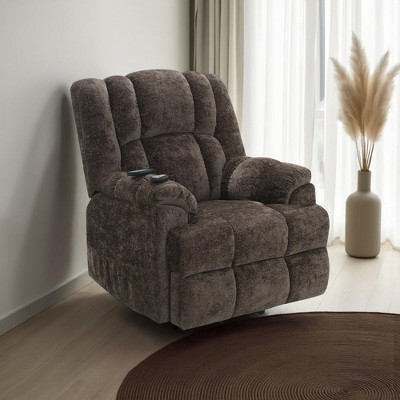 Royal Hampton Power Recliner Chair with Lift, Heating, Massage, Brown Velvet