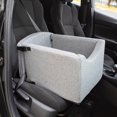 Gray Soft Sided Pet Car Seat with Safety Tether