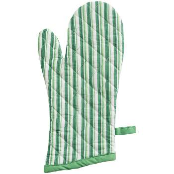 Patricia Heaton Home Green Florals And Flitters Stripe Oven Mitt