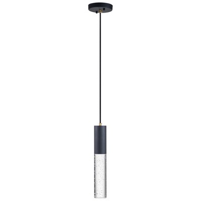 C Cattleya 1-Light Matte Black Bubble Crystal Mini Pendant Light