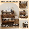 Shoe Cabinet with 2 Flip-Drawers & Storage Bench, Farmhouse Wood Freestanding Shoe Rack with 2 Hooks & Bottom Shelf for Entryway, Living Room - 4 of 4