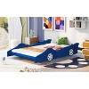 Okak Platform Bed Frame with Wheels and Race Car-Shaped Bedroom Furniture for Kids Noise-Free Bed Strong Wood Slats Easy Assembly - 4 of 4