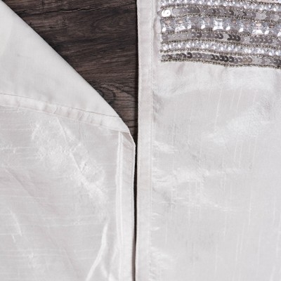 Luxurious White Polysilk Snowflake Christmas Tree Skirt with Silver Accents
