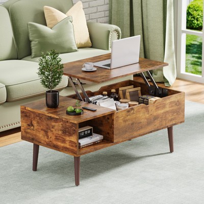 Lift Top Coffee Table, Rectangle Center Table with Hidden Storage Compartment, Modern Wood Coffee Table for Living Room Bedroom Office