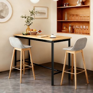 MAYEERTY 47in Counter Height Rectangular Pub Table with Metal Legs and Wood Top Modern Industrial Design Brown - 1 of 4