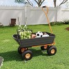 Heavy-Duty Garden Dump Cart with Quick-Release - Poly Tub, 4 All-Terrain Tires, Adjustable Handle, 600 lb Capacity, Yard Utility Wagon - 3 of 4