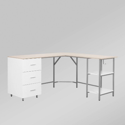 Modern L Shaped Desk With Hutch Gray - Techni Mobili : Target