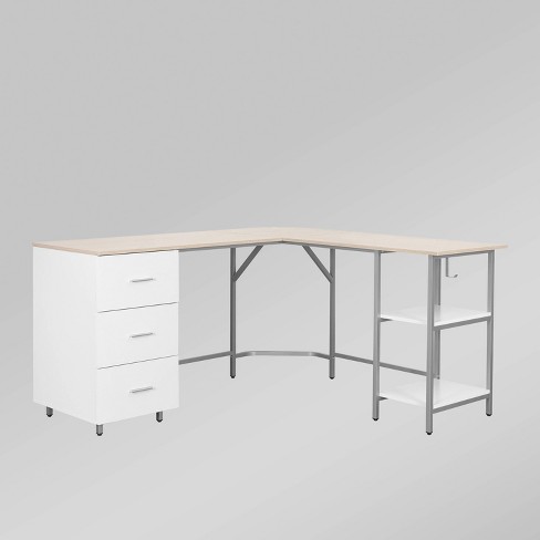 Techni Mobili Functional L-Shaped Computer Desk with Storage