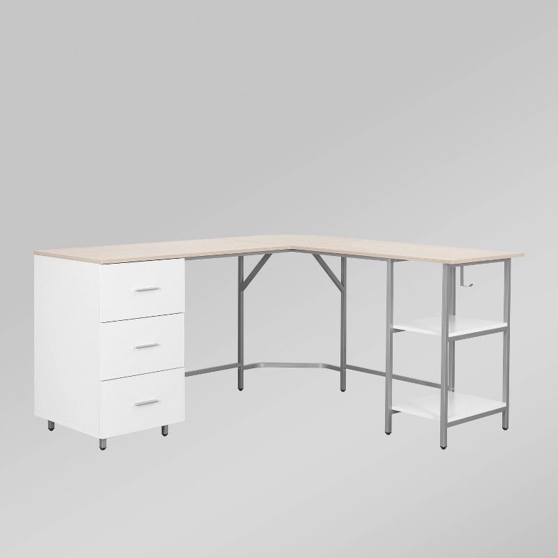 L Shape Home Office Two-Tone Desk with Storage - Techni Mobili, 1 of 15
