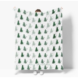 Lomsoe Green Christmas Trees Print Flannel Blanket - All Seasons Soft and Warm Throw Blanket for Napping, Camping, Travel, Office - 1 of 4