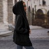 Coolmee Women's Long Hoodies Open Front Fleece Jackets Loose Fit Sweatshirts Fall Winter Fashion Casual Clothes with Pockets S Black - 3 of 4