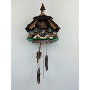 Quartz Cuckoo Clock – 10" Wooden Chalet with Girl on Rocking Horse – 12 Melodies By River City Clocks - 1 of 4