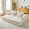 87" Oversized Corduroy Sectional Lounge Chaise with Recliner, Plush Cloud Loveseat Sleeper Sofa Bed, No Assembly, Modern Deep Seat Sofa - 4 of 4