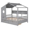 Merax Wooden House Bed with 2 Storage Drawers & Built-In Shelves - 4 of 4