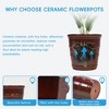 SpassWay 16" Dia Outdoor Indoor Ceramic Planter Pot Decorative Planter with Drainage Hole Patio Flower Pot - 4 of 4