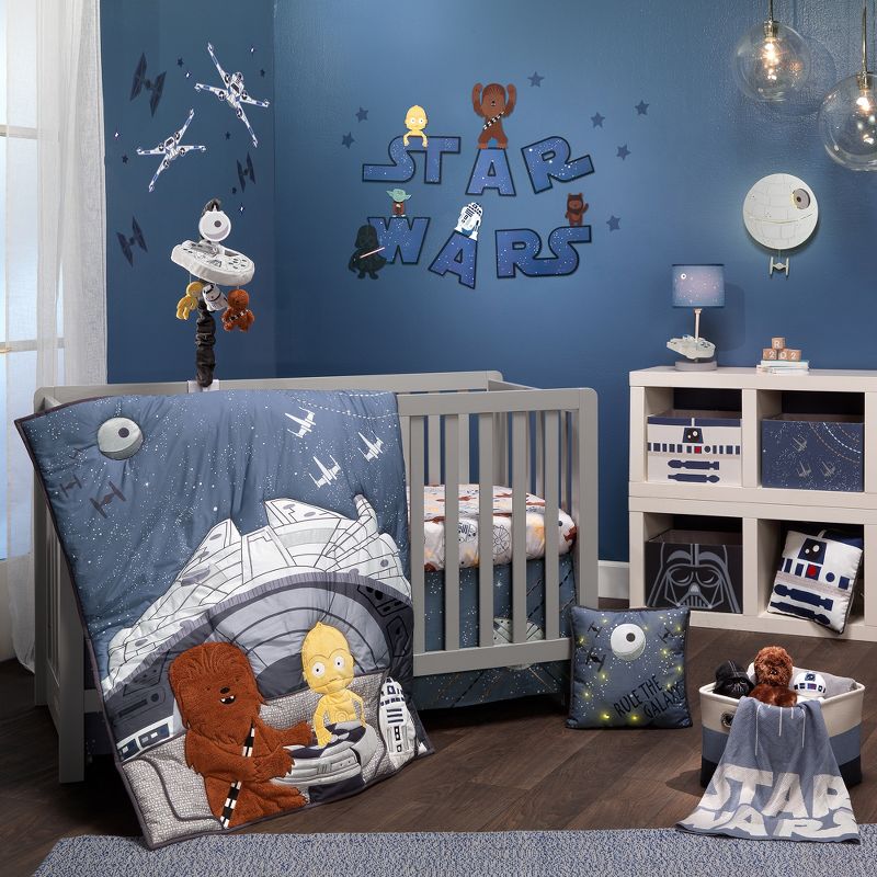 Lambs & Ivy Star Wars Logo Wall Decals w/ Yoda/R2D2/Darth Vader and more - Blue, 4 of 5