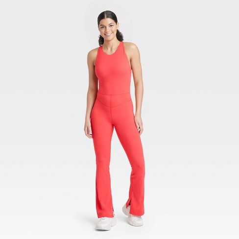 Women's High Neck Flare Long Active Bodysuit - JoyLab™ Red S