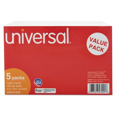 UNIVERSAL Unruled Index Cards 5 x 8 White 500/Pack 47245