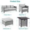 Sonkuki 6 Pieces Patio Sofa with Square Fire Pit Table and Ottomans, Wicker Conversation Couch,  Navy Blue Cushion - 3 of 4