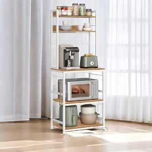 3-Tier Kitchen Hutch Bakers Rack, Microwave Stand with Power Outlet, Adjustable Coffee Bar , Storage Shelf, 15.7 x 23.6 x 66.9 Inches - 1 of 4