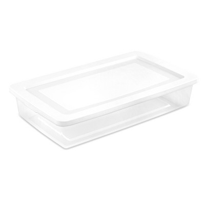 Sterilite Storage Box, 41 Quart Stackable Tote, Clear Plastic Container with Secure Snapping Lids for Home and Office Organization, White, 24 Pack