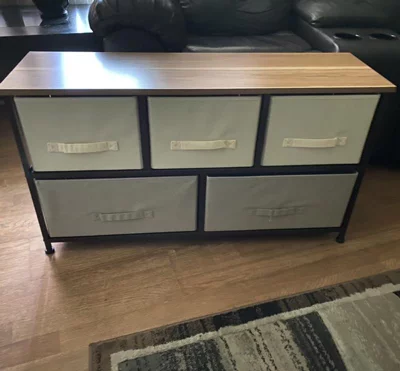 user image by PoopooCaca, mDesign Wide Storage Dresser Furniture, 5 Removable Fabric Drawers