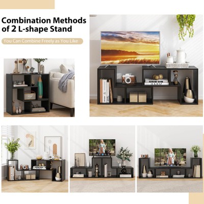 Black Modular 3-Piece TV Stand with Shelves for up to 65" TVs