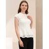 INSPIRE CHIC Women's Mock Neck Cap Sleeve Crochet Lace Peplum Blouse - 3 of 4