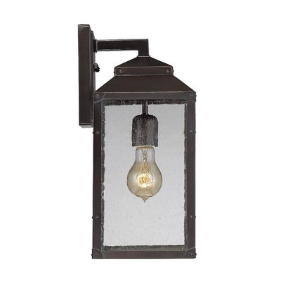 Brennan Bronze and Gold Outdoor Wall Lantern with Seeded Glass