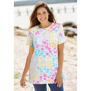 Woman Within Plus Size Perfect Printed Short-Sleeve Crewneck Tee - 1 of 4