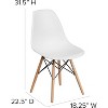 Summit Adventure Elon Series Plastic Modern Dining Chair with Wooden Legs, Mid-Century Modern Accent Chair for Dining Rooms and Offices, White - 3 of 4