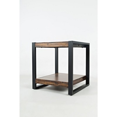 Loftworks 23'' Square Warm Brown Acacia & Metal End Table