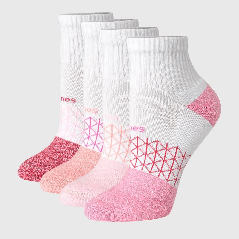 Hanes Women's 4pk Absolute Active Ankle Socks - Assorted Pink 5-9: Seamless Toe, Midweight Knit