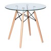 LeisureMod Dover 3-Piece Dining Set with Round Clear Glass Top Bistro Table and 2 Plastic Chairs - 4 of 4
