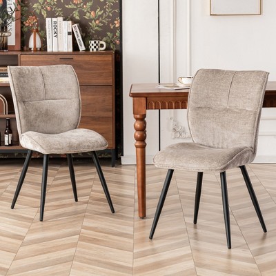 YOUNIKE Fabric Velvet Dining Chairs Set of 2 Mid-century Modern Upholstered Dining Room Chairs for Kitchen Reading Room 18.5"W x 16.93"D