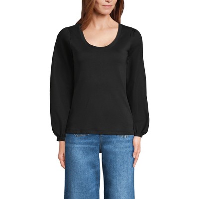 Lands' End Women's Supima Interlock Scoop Neck Blouson Sleeve Top