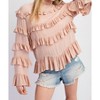 Women's Poly Crepe Tiered Doeskin Top - Easel - 3 of 3